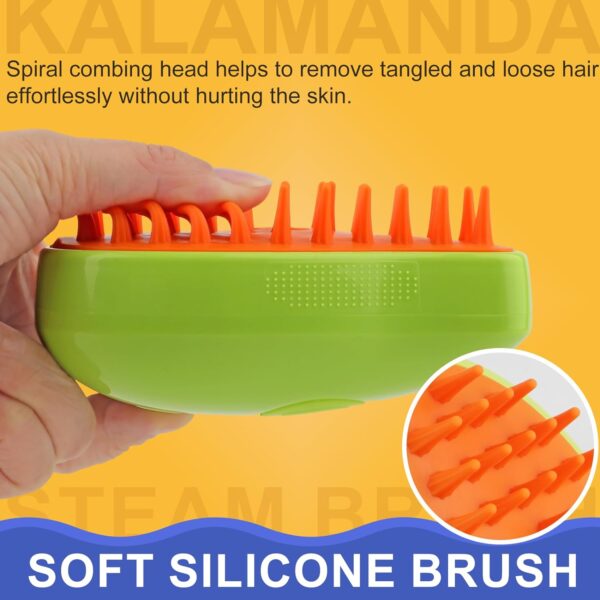 Cat Steam Brush, 3 in 1 Cat Steamy Brush Cleanser, Silicone Massage Grooming Brush, Pet Hair Cleaning Brush Comb for Cats Dogs(Mango Green) - Image 3