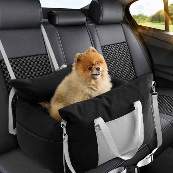 Petyoung Dog Car Seat for Small Medium Dog, Water-Resistant Dog Booster Seat Dog Bed with Safety Leash for Car, Small Pets Travel Carrier Bag with with Removable Mat - Image 3