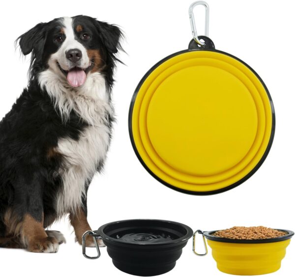 HINMAY Large Silicone Collapsible Dog Bowls Foldable Pet Dog Cat Food Water Bowl, Pack of 2 (Yellow+Black) - Image 6