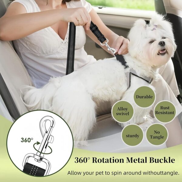 Dog Seat Belts For Cars Uk - Adjustable length - Dog Car Seat Belt, elasticated cushioning - Dog Seat Belt, Dog Travel Accessories (Grey) - Image 5