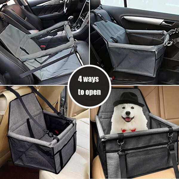 Dog Car Seat, Foldable Dog Booster Car Seat, Dog Carriers for Small Dogs, Puppy Car Seat with Adjustable Safety Belt, Dog Travel Bag, Dog Accessories for Small Dogs Fits Various Car Models (Grey) - Image 6