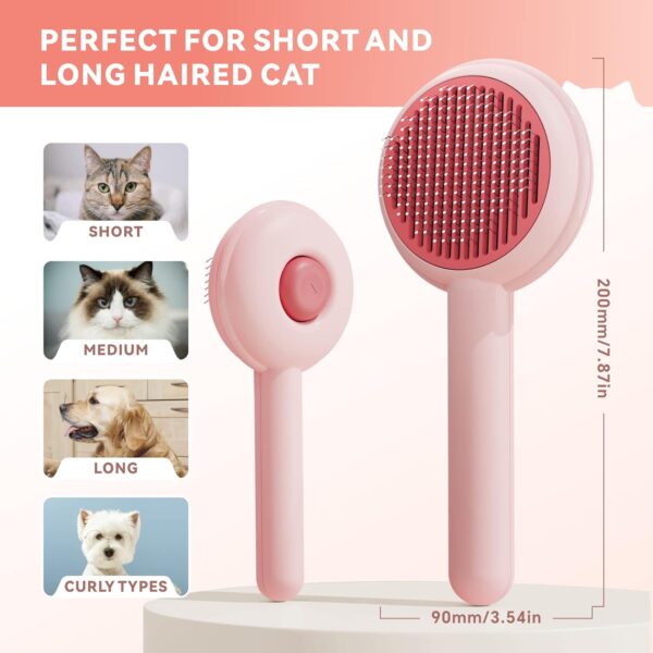 Cat Brush Cat Comb, Baytion Dog Brush Cat Grooming Brush for Short Long Hair Haired Cats Puppy Kitten, Self-cleaning Massage Combs to Remove Loose Undercoat, Mats, Tangled Hair and Shed Fur - Image 5