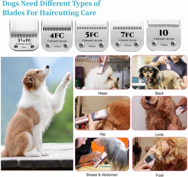 Detachable Pet Dog Grooming Clipper Ceramic Blades，Size 3-3/4FC Cut Length 1/2"(13mm) Replacement Blades Compatible with Andis Dog Clippers，Compatible with Wahl/Oster A5, KM Series Clippers,2 Pack - Image 5