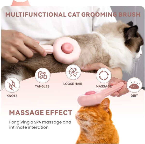 Cat Brush Dog Brush，Baytion Self Cleaning Pet Grooming Brush for Short or Long Haired Cats Puppy Kitten Massage to Remove Loose Undercoat, Mats, Tangled Hair and Shed Fur - Image 3