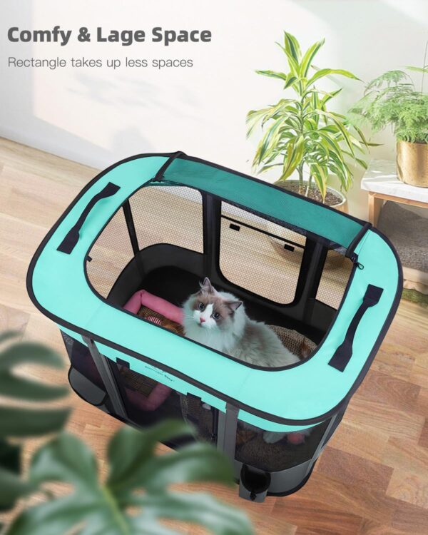 Foldable Pet Playpen,Cat Dog Playpen,Portable Dog Cage soft Portable Exercise Kennel Tent,Puppy Pen Indoors/Outdoors Pet Tent Fence (M(80 * 60 * 55cm)) - Image 3