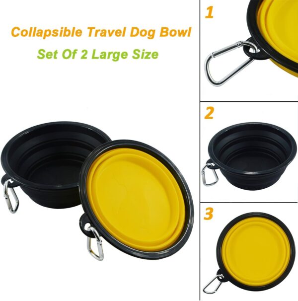 HINMAY Large Silicone Collapsible Dog Bowls Foldable Pet Dog Cat Food Water Bowl, Pack of 2 (Yellow+Black) - Image 7