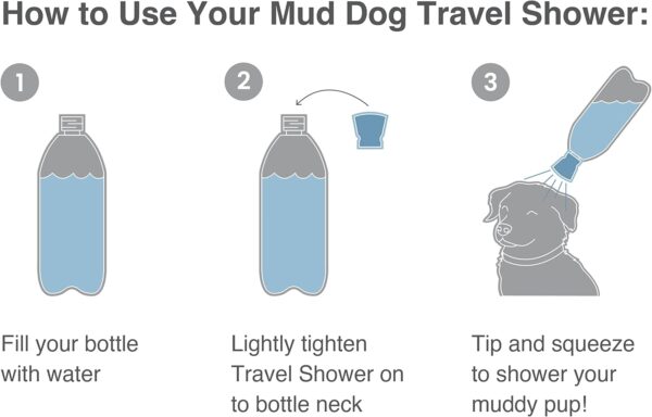 Kurgo Mud Dog Travel Shower, Works with any 2 Litre Water Bottle - Image 5