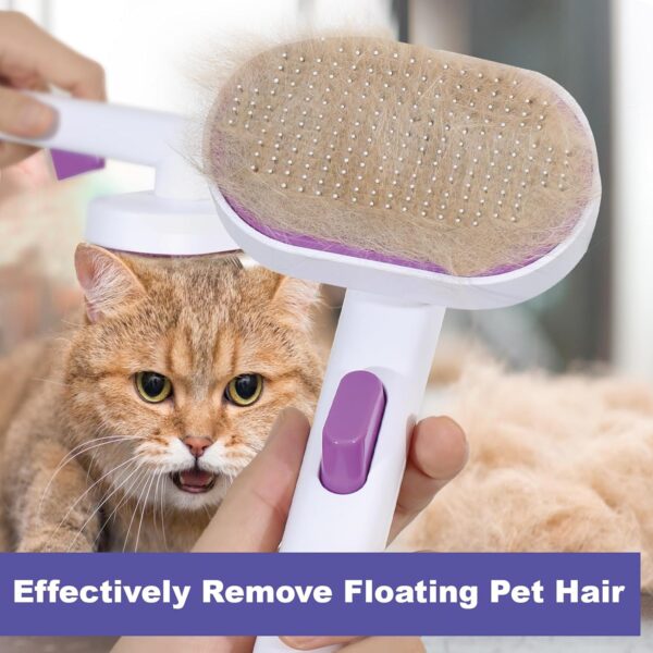 Cat Dog Brush,Pet Grooming Comb,Self Cleaning Cat Dog Slicker Brushes for Shedding, Pet Grooming Tool, One Click to Clean-purple - Image 3