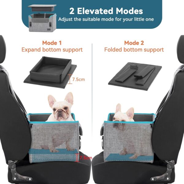 PETSFIT Dog Car Seat with Safety Belt Attachment Buckles, Small Dog Booster Car Seat with Adjustable Height Dog Seat for Cars Front and Back Seat Grey - Image 4