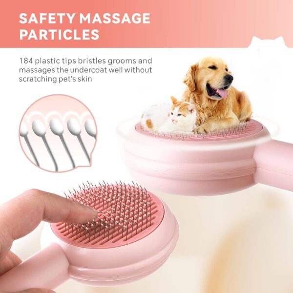 Cat Brush Cat Comb, Baytion Dog Brush Cat Grooming Brush for Short Long Hair Haired Cats Puppy Kitten, Self-cleaning Massage Combs to Remove Loose Undercoat, Mats, Tangled Hair and Shed Fur - Image 6