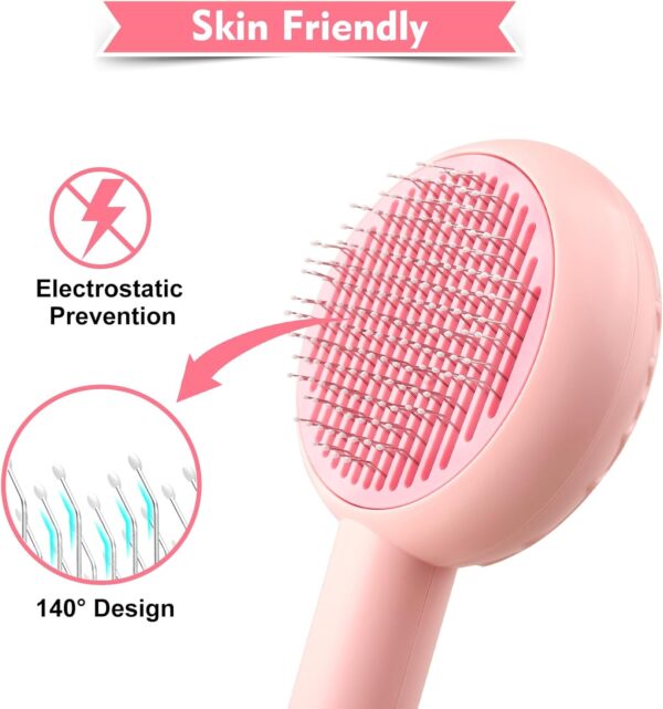 YETEE Cat Grooming Brush, Cat Dog Brush Slicker Cat Grooming Brush Dog Brushes for Shedding, Pet Grooming Tool with Cleaning Button for Cat Dog Shedding Tools Cat dog Brush for Short/Long Haired Cats - Image 2