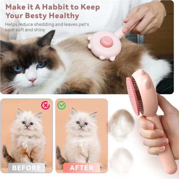 Cat Brush Dog Brush for Grooming, Baytion Self Cleaning Slicker Pet Brush for Short or Long Haired Cats Puppy Kitten Massage to Remove Loose Undercoat, Mats, Tangled Hair and Shed Fur - Image 6