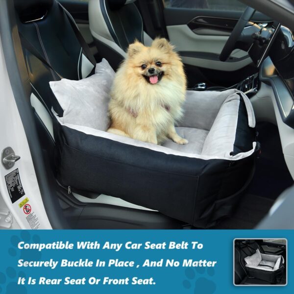 BOUKIDA Dog Car Seat,2 in1 Puppy Booster Seat For Small Medium Pets,Dog Travel Car Bed Pet Safety Seat with Storage Pocket and Adjustable Strap Detachable Washable Cover for Car and Home - Image 3