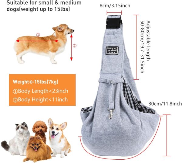 Puppy Sling Dog Carriers, Puppy Sling Dog Sling, Hands-free Sling Pet Dog Cat Bag for Walking Subway Travel Outdoor - Image 3