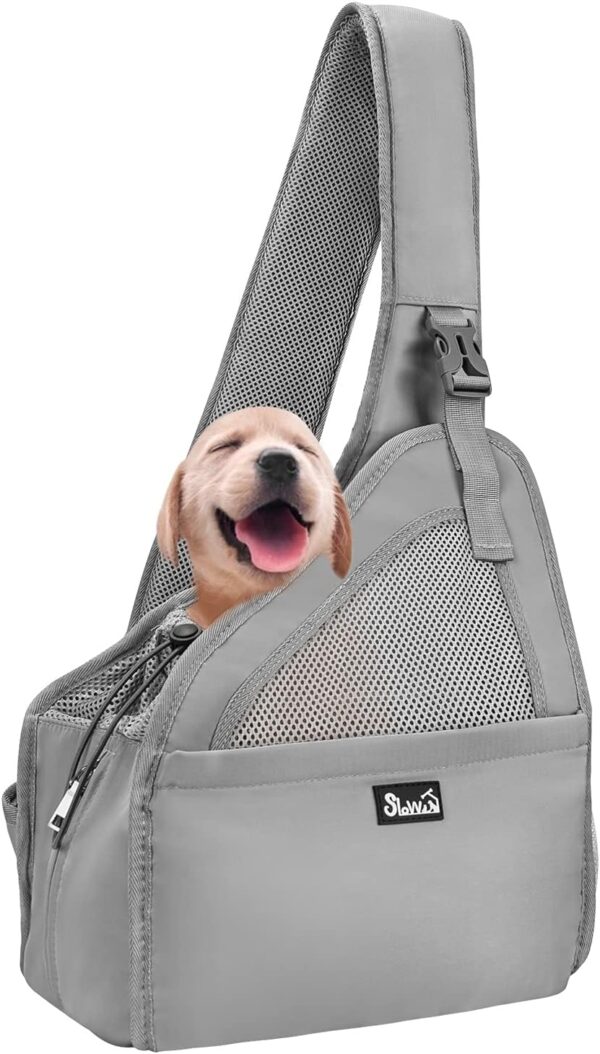 Nasjac Pet Dog Sling Carrier, Hands Free Papoose Front Carrier Small Dog Puppy Walking Breathable Mesh Hard Bottom Support Adjustable Padded Strap Pocket Safety Belt Travel Bag Washable - Image 8