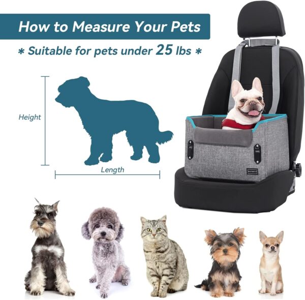 PETSFIT Dog Car Seat with Safety Belt Attachment Buckles, Small Dog Booster Car Seat with Adjustable Height Dog Seat for Cars Front and Back Seat Grey - Image 7