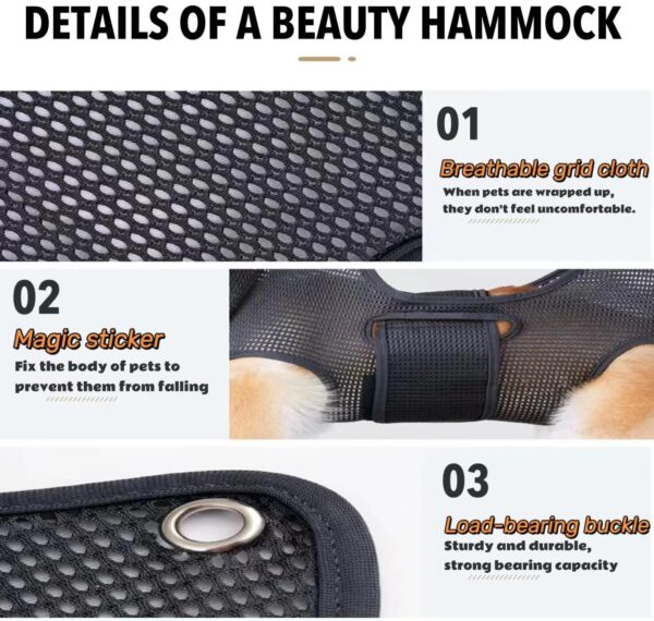 Healthman Dog Grooming Hammock, Pet Grooming Sling Helper Hammock with 2 Hooks Dog/Cat Lift Harness for Nail Clipping and Bath Grooming, Hammock Restraint Bag (M) - Image 3