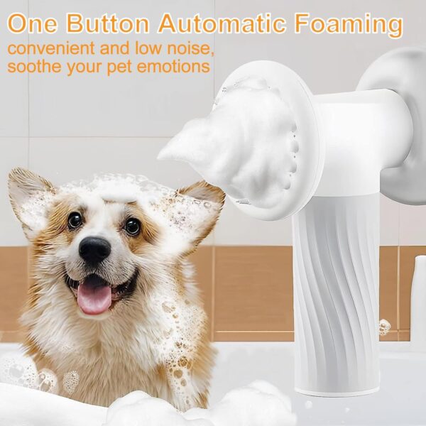 Automatic Foaming Soap Dispenser Dog Brush, 2 in 1 Pet Bubble Bath Brush, One-click Bubble Dog Bath Brush Scrubber for Pets Deeper Cleansing, Dog Shampoo Brush with Soap Dispenser Saves Shower Gel - Image 6