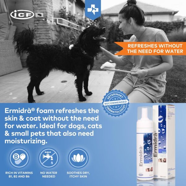 ICF Ermidrà® Mousse Dog & Cat Dry Shampoo - Foam for Cleansing Soothing & Itch Relief – Relieves Dog & Cat Dry Skin, Rash, Scratching - 200 ml - Image 8