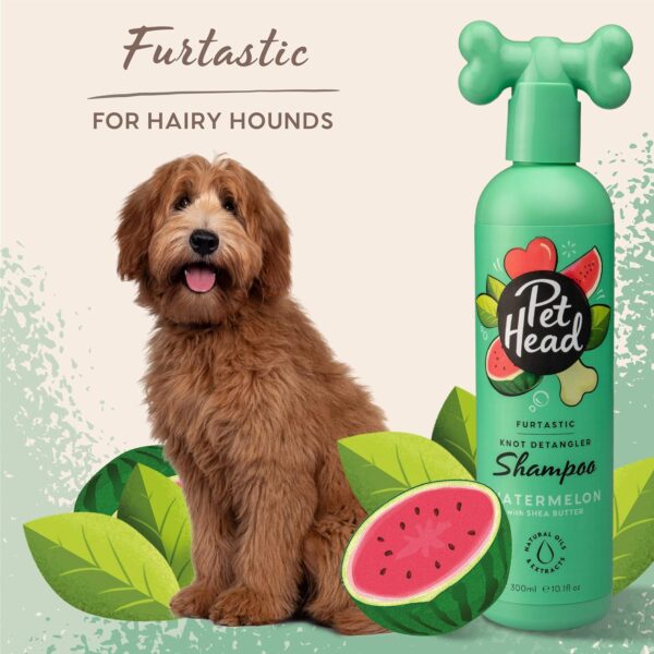 PET HEAD Dog Shampoo 300ml, Furtastic, Watermelon Scent, Knot Detangler, Best Dog Shampoo for Smelly Dogs, Care for Long, Tangly Curls & Coats, Professional Grooming, Vegan, Gentle Formula for Puppies - Image 3