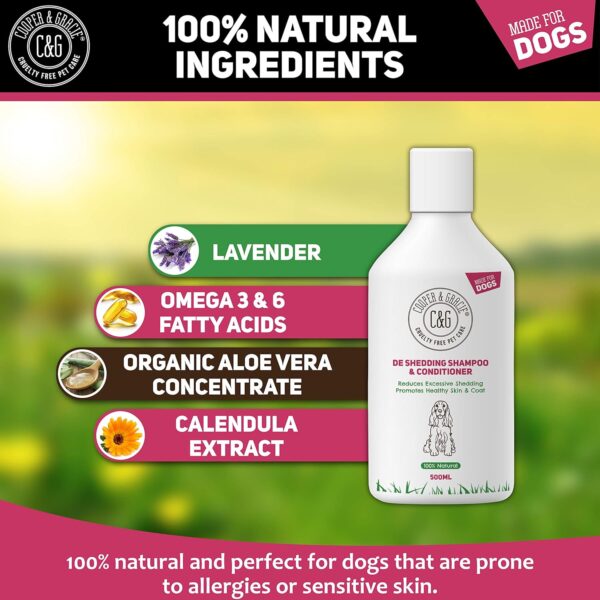 C&G Pets | De Shedding Shampoos & Conditioners For Dogs 500ml | Reduces Excessive Shedding Promotes Healthy Skin & Coat | 100% Natural Dog Shampoo And Conditioner | Show Standard Shine (500ML) - Image 6