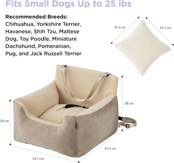 Lesure Small Dog Car Seat - Waterproof Dog Booster Seat, Car Dog Seat For Medium Dog With Storage Pockets, Clip-On Leash For Pet Travel Carrier Bed, 54.5x49.5x38cm, khaki - Image 6