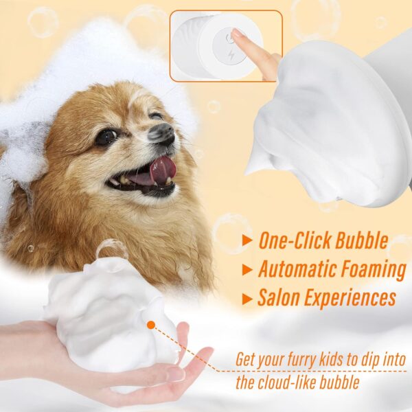 Automatic Foaming Soap Dispenser Dog Brush, 2 in 1 Pet Bubble Bath Brush, One-click Bubble Dog Bath Brush Scrubber for Pets Deeper Cleansing, Dog Shampoo Brush with Soap Dispenser Saves Shower Gel - Image 5