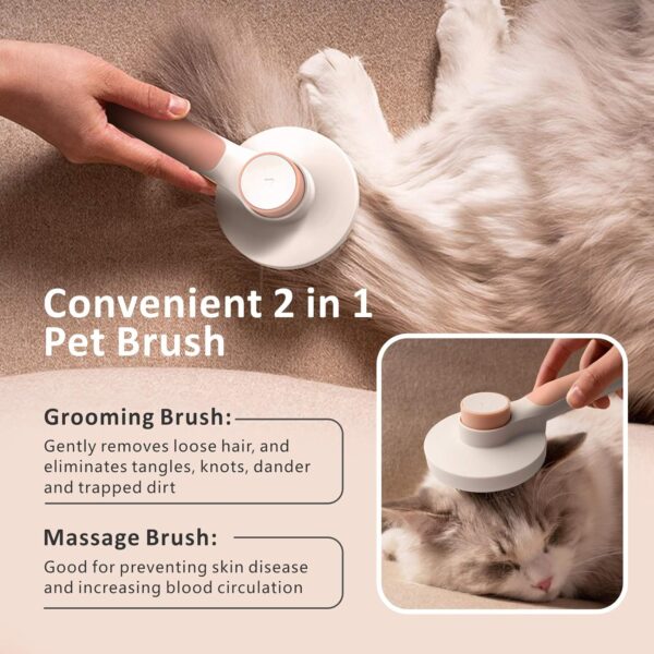 Baytion Pet Grooming Brush, Cats Dogs Brushes for Long Haired & Short Hair, Supple Stainless Steel Bristles Quick Cleaning of the Brush to Remove Tangles Dead Undercoat and Dirt - Image 2