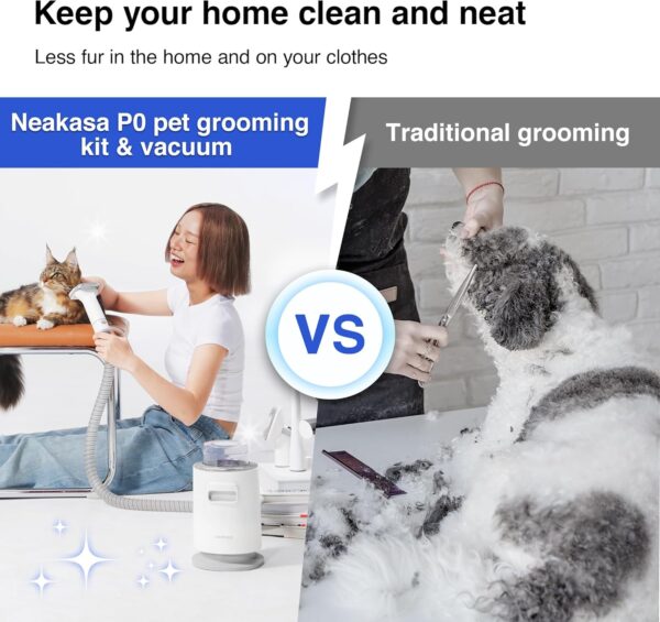 Neakasa P0 Lite Cat Brush & Vacuum Suction 99% Pet Hair, Professional Cat Grooming Kit, Low Noise, 5 Proven Grooming Tools, deShedding Tool, Furminator, Vacuum Groomer for Long Short Haired Dogs Cats - Image 4