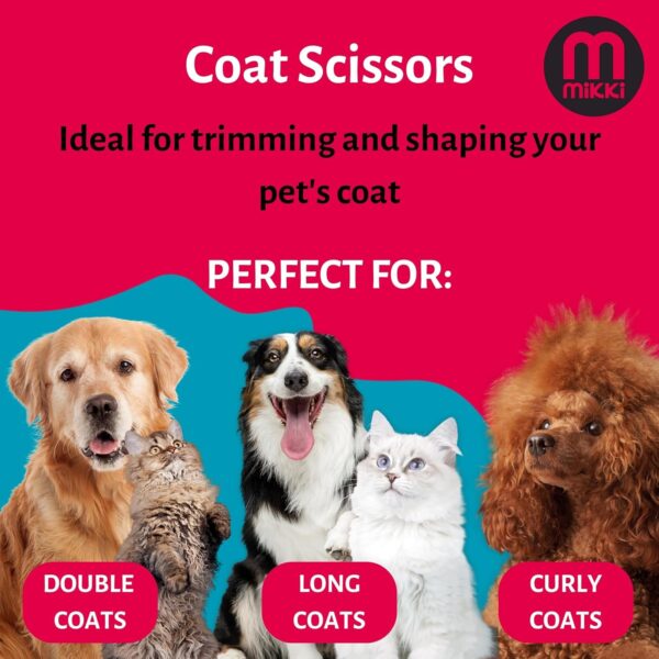 Mikki Dog, Cat Coat Grooming Scissors - Pet Shears - For Short, Medium and Long Fur Hair - Large - Image 4