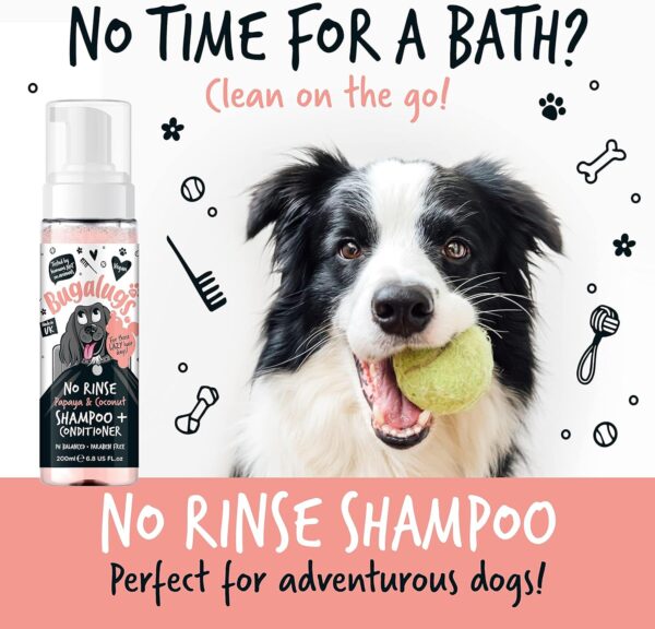 Bugalugs No Rinse Papaya & Coconut Dog Shampoo - Luxury 2 in 1 dog Dry shampoo & conditioner - odour eliminator natural shampoo with dog perfume quick shower for pets - Image 9