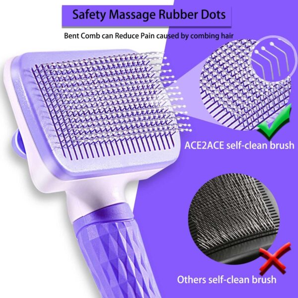 ACE2ACE Slicker Dog Comb Brush, Cat Hair Brush, Pet Grooming Brush, Daily Use to Clean Loose Fur & Dirt, Great for Dogs and Cats With Medium Long Hair - Image 3