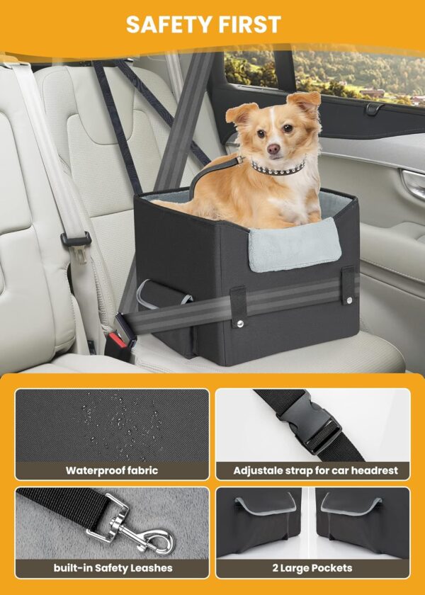 UNICITII Dog Car Seat for Small Dogs, Elevated Dog Booster Seat Pet Travel Carrier for Car with Adjustable Straps Raised Pet Car Booster Seat for Small Dogs Cats - Image 7