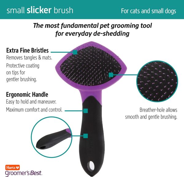 HARTZ, Groomer's Best Small Slicker Brush for Cats and Small Dogs, Black/Violet, 1 Count - Image 4