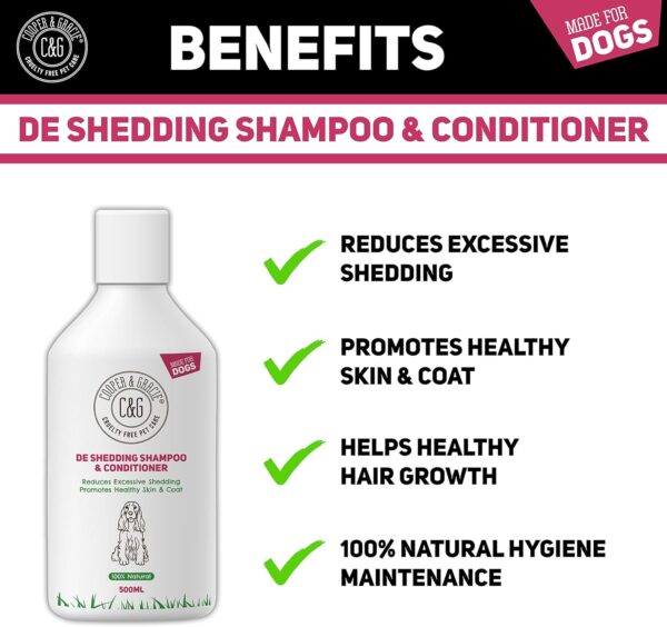 C&G Pets | De Shedding Shampoos & Conditioners For Dogs 500ml | Reduces Excessive Shedding Promotes Healthy Skin & Coat | 100% Natural Dog Shampoo And Conditioner | Show Standard Shine (500ML) - Image 2