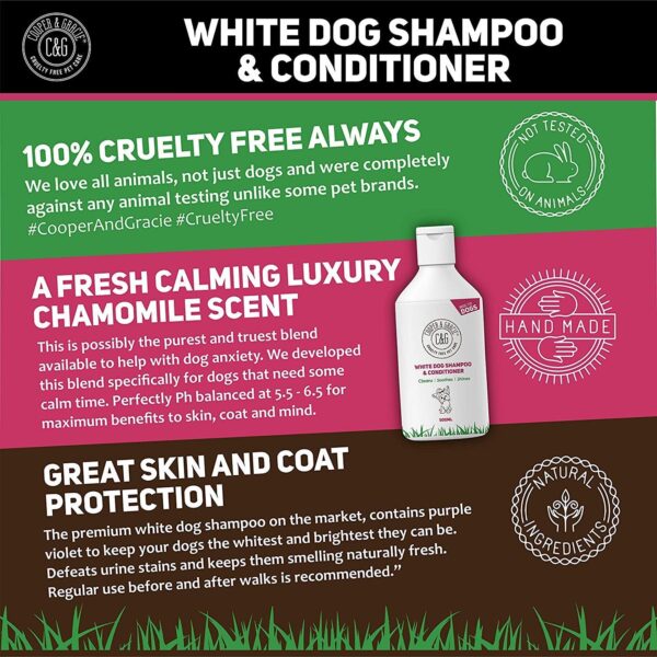 White Dog Shampoo Conditioner 500ml with Herbal Violet for Urine Stain Removal and Itchy Sensitive Skin - Medicated Puppy Safe - Image 4