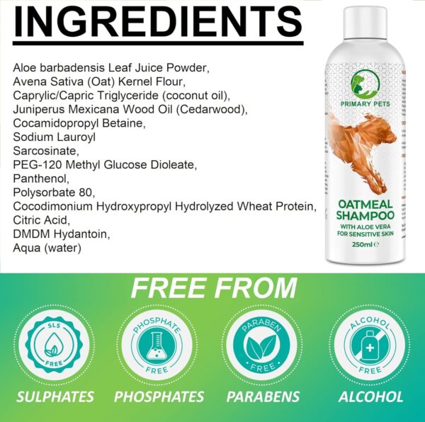 Oatmeal Dog Shampoo, Dog Shampoo Sensitive Skin. Natural Dog Shampoo, Containing Aloe Vera & Provitamin B5 ideal, Dog Shampoo for Itchy Skin, Puppy, Dog Shampoo - Image 6