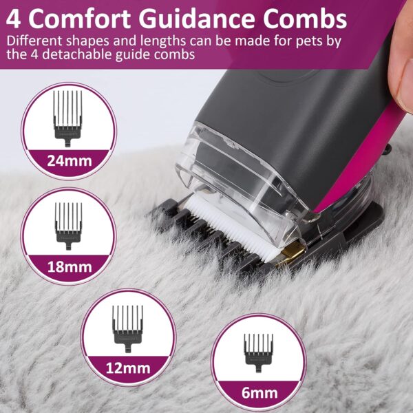 Dog Hair Vacuum & Dog Grooming Kit, Dog Vacuum Brush for Shedding Grooming, Suction 99% Pet Hair, Dog Grooming Vacuum, Dog Cat Grooming Brush with 5 Pet Grooming Tools, Pet Hair Remover(Purple) - Image 4