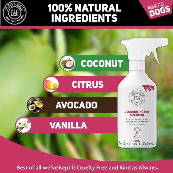 Dry Dog Shampoo Spray for Smelly Dogs - Wipe Clean Stain Remover - Cruelty-Free Waterless Grooming Products Organic Odour Deodoriser Neutraliser - Best Fox Poo Cleaning Animal Wash - Image 4