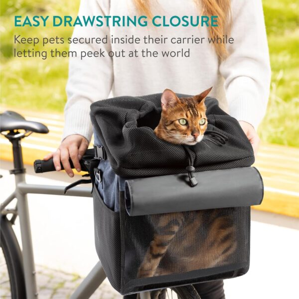 Navaris Pet Carrier for Bike - Bicycle Basket Pet Carrier for Dogs or Cats - Cat Dog Backpack Bag with Shoulder Strap Cycling, Hiking, Travel - Blue - Image 2