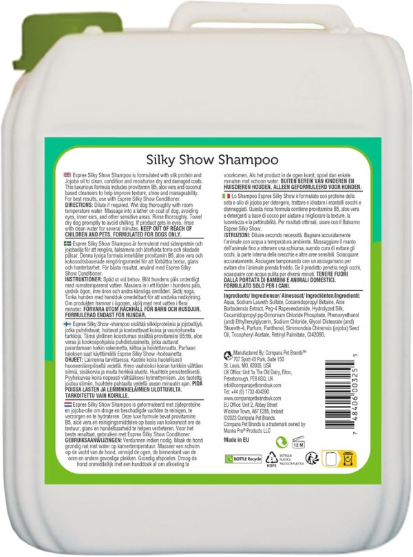 Espree Silky Show Shampoo for Dogs with Natural Safflower Oil & Silk Protein 5000ml - Image 2