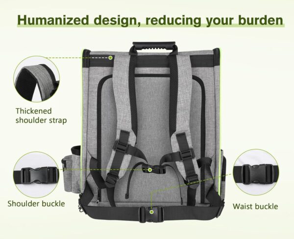 pecute Cat Carrier Dog Backpack Expandable, Portable Breathable Rucksack with Top Opening-Visible Acrylic-Safety Belt-Pockets, Extendable Back More Space, Grey - Image 7