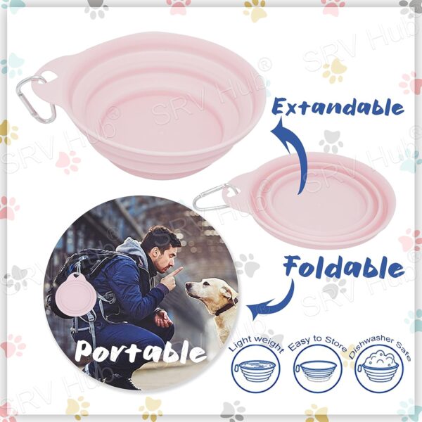 2Pcs Foldable Silicone Dog Bowls in Blue and Pink Colour, 705ml and 470ml Portable Easy Feeding and Hydration Pet Accessory for Camping - Image 3