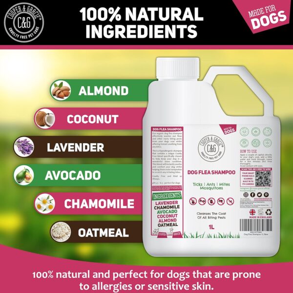 Flea Shampoo for Dogs 1 Litre - Sensitive Itchy Skin Dog and Puppy Grooming - Medicated Fleas Treatment - Image 5