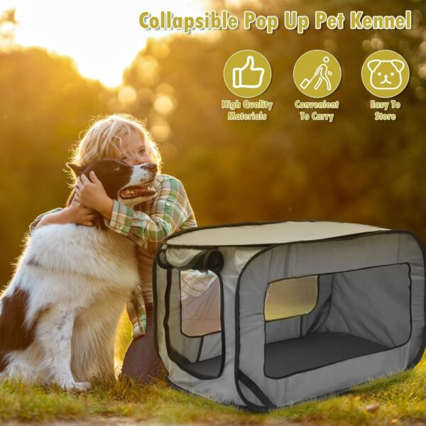 Foribyw Dog Travel Crate Foldable Pop Up Dog Crate with Storage Bag 93x52x52cm Travel Pet Seat Kennel Portable Small Dog Playing Tent Cage for Small/Medium Dogs - Image 2