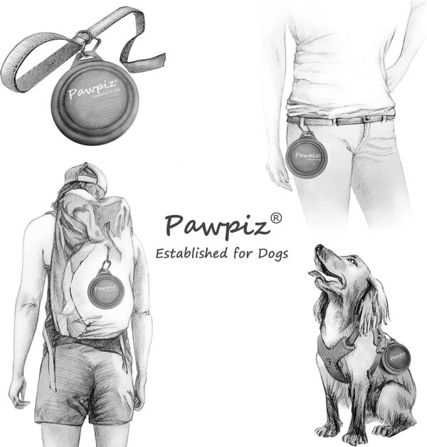 Pawpiz Collapsible Dog Bowl | 450ml | Dog Travel Bowl with Cute Puppy Design & Carabiner | BPA-Free, Food-Grade, Foldable Silicone Bowl | Gift for Small & Medium Pets | UK Brand (Boston Blue) - Image 4