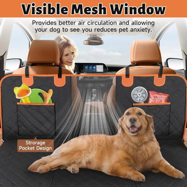 GL GLENSLAVE Back Seat Extender for Dogs, Hard Bottom Dog Car Seat Cover for Back Seat with Mesh Window,100% Waterproof Pet Dog Hammock for Car Truck SUV Travel Camping Mattress Bed Black - Image 5