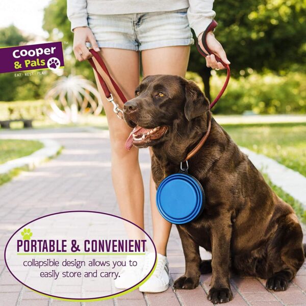 Cooper & Pals 3Pcs Collapsible Dog Bowl Portable Silicone Dog Water Bowl Pet Food Feeding Space Save Travel Bowl with Carabiner Carry Hook Small 350ml (12fl oz) (3pcs x Three colours (1 per colour)) - Image 5