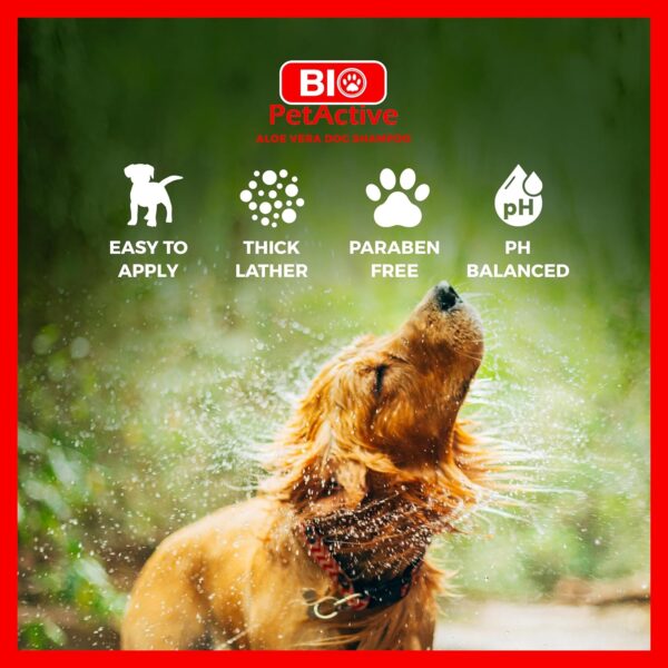 Bio PetActive Aloe Vera Dog Shampoo (400ml) ❘ Sensitive Dog Shampoo with Aloe Vera, Cleansing & Moisturising Dog Wash, Long Lasting Floral Scent to Prevent Smelly Dogs, Grooming Products for Dog - Image 6