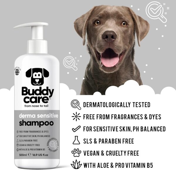 Derma Sensitive Dog Shampoo by Buddycare | With Aloe Vera and Pro Vitamin B5 (500ml) - Image 2